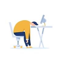 exhausted,Burnout concept,Long working day,Frustrated worker vector