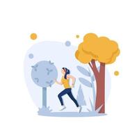 actividad física al aire libre y fitness en vector de dibujos animados de metrópolis moderna, jogging