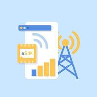 signo de chip de tarjeta esim. concepto de sim integrado de teléfono inteligente vector