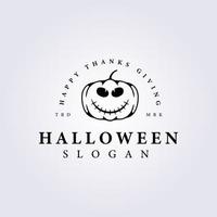 smiling halloween pumpkin vector logo illustration template design