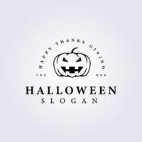 October Halloween Pumpkin vector logo line illustration template design