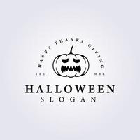 funny halloween pumpkin vector logo illustration template design