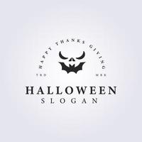 scary bat halloween face vector logo icon template illustration design