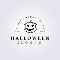 funny halloween pumpkin face logo vector linear illustration template design