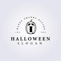 scary halloween pumpkin line logo vector illustration template design