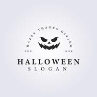 Diseño de ilustración de vector de logotipo de cara de halloween de silueta