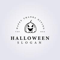 outline halloween pumpkin logo vector illustration template design, halloween face festival