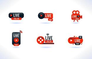 Black And Red Live Webinar Icon Badge vector