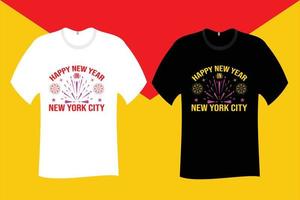 feliz año nuevo en el diseño de camisetas de la ciudad de nueva york vector