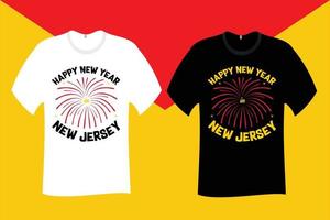 feliz año nuevo en diseño de camiseta de nueva jersey vector