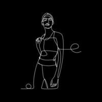 vector continuous line woman exercising