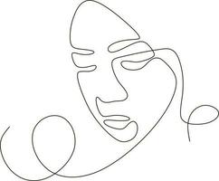 vector continuous line beautiful girl face illustration