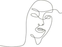 vector continuous line beautiful girl face illustration