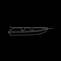 vector de línea recta de barco pescador