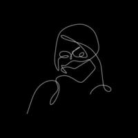 continuous line vector woman in style or posing