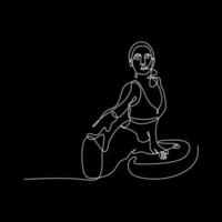 vector continuous line woman exercising