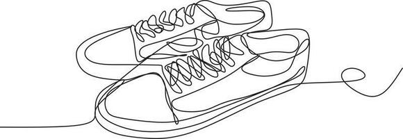 ilustración de zapatos de encaje de vector de línea continua