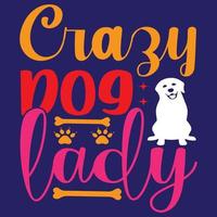 Crazy dog lady. vector