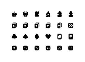 Cute board games solid glyph icon set with card games related icons vector