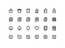 Cute video games outline icon set with classic games related line icons vector