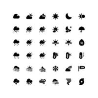 Cute weather solid glyph icon set with the forecast related icons vector