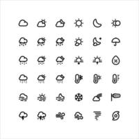 Cute weather outline icon set with the forecast related line icons vector