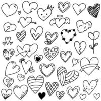 Doodle heart in black line vector element