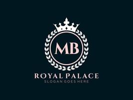 Letter MB Antique royal luxury victorian logo with ornamental frame. vector