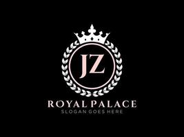 Letter JZ Antique royal luxury victorian logo with ornamental frame. vector