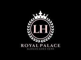 Letter LH Antique royal luxury victorian logo with ornamental frame. vector