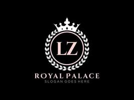 Letter LZ Antique royal luxury victorian logo with ornamental frame. vector