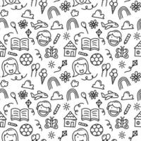 Stylish Children Day Doodle Seamless Pattern Background vector