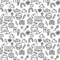 Stylish Children Day Doodle Seamless Pattern Background vector