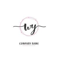 WY Initial handwriting and signature logo design with circle. Beautiful design handwritten logo for fashion, team, wedding, luxury logo. vector