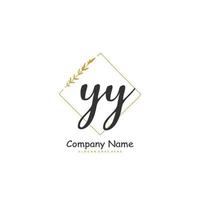 YY Initial handwriting and signature logo design with circle. Beautiful design handwritten logo for fashion, team, wedding, luxury logo. vector