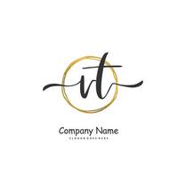 VT Initial handwriting and signature logo design with circle. Beautiful design handwritten logo for fashion, team, wedding, luxury logo. vector