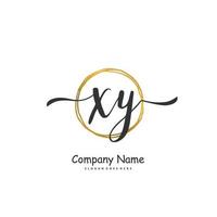 XY Initial handwriting and signature logo design with circle. Beautiful design handwritten logo for fashion, team, wedding, luxury logo. vector