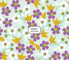 Seamless Floral Pattern in vector.Wild flowers, leaves, branches, candies repeat pattern design set.Handmade. Wallpaper, fabric or design of gift paper. vector