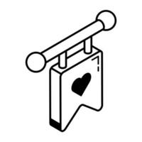 un icono de línea editable de bandera de amor vector