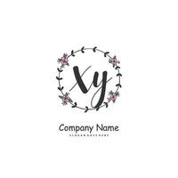 XY Initial handwriting and signature logo design with circle. Beautiful design handwritten logo for fashion, team, wedding, luxury logo. vector