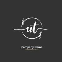 UT Initial handwriting and signature logo design with circle. Beautiful design handwritten logo for fashion, team, wedding, luxury logo. vector