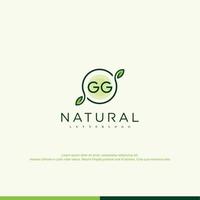 logotipo natural inicial de gg vector