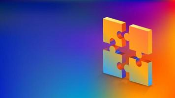 Business background with solution and strategy concept. Blue and orange puzzle illustration for website or poster. Vector illustration