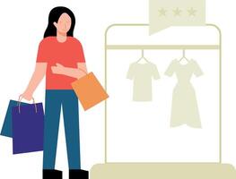 la chica está de compras. vector