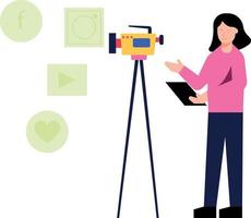 The girl is making videos for social platforms. vector