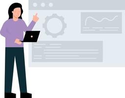 Girl working on web page setting. vector