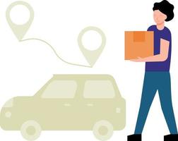 The girl is delivering the package by car. vector