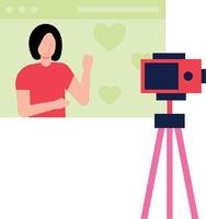 The girl is making a live video. vector