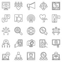 Media influence outline icons set. Vector Influencer line symbols