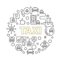 Taxi vector concept round illustration in thin line style